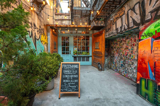 Freeman Alley street art near Bowery — colorful graffiti walls and urban culture spot in Lower East Side NYC