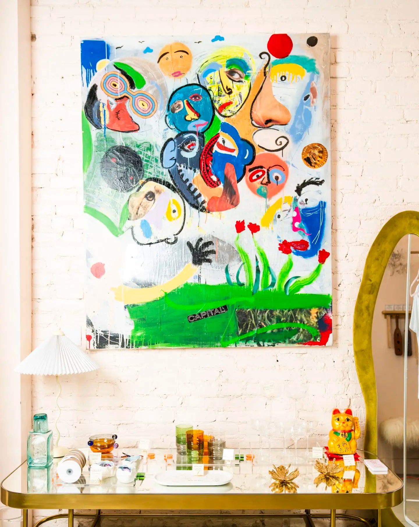 Interior of a modern cannabis dispensary with display shelves and welcoming retail design in East Village, NYC