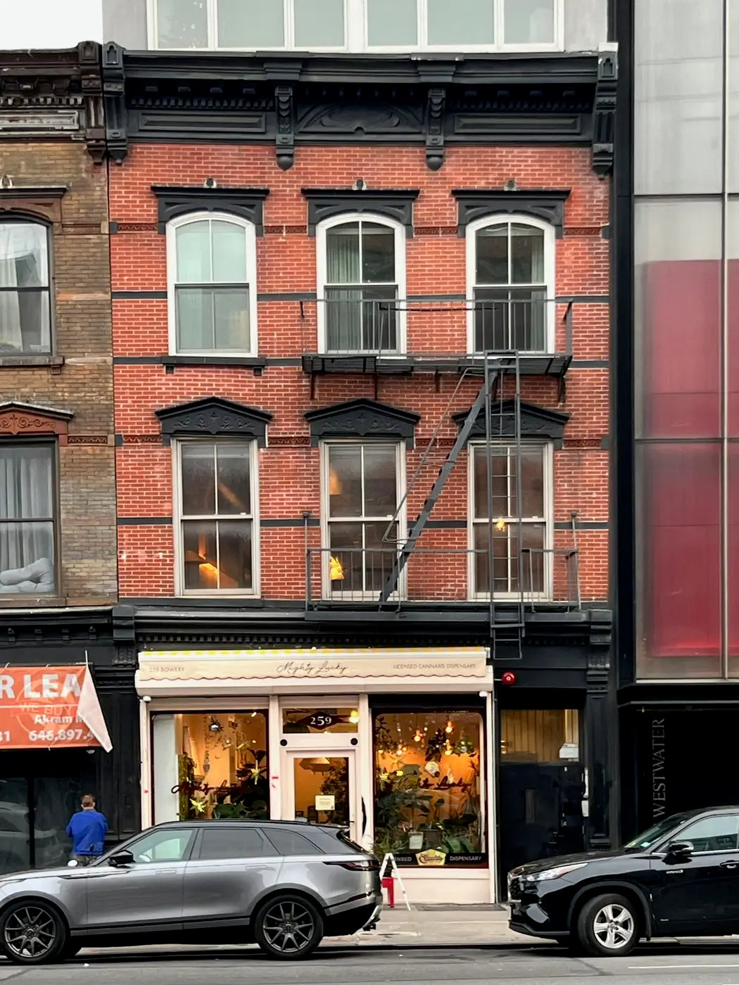 Mighty Lucky licensed cannabis dispensary storefront at 259 Bowery, New York, serving Tribeca and Lower Manhattan